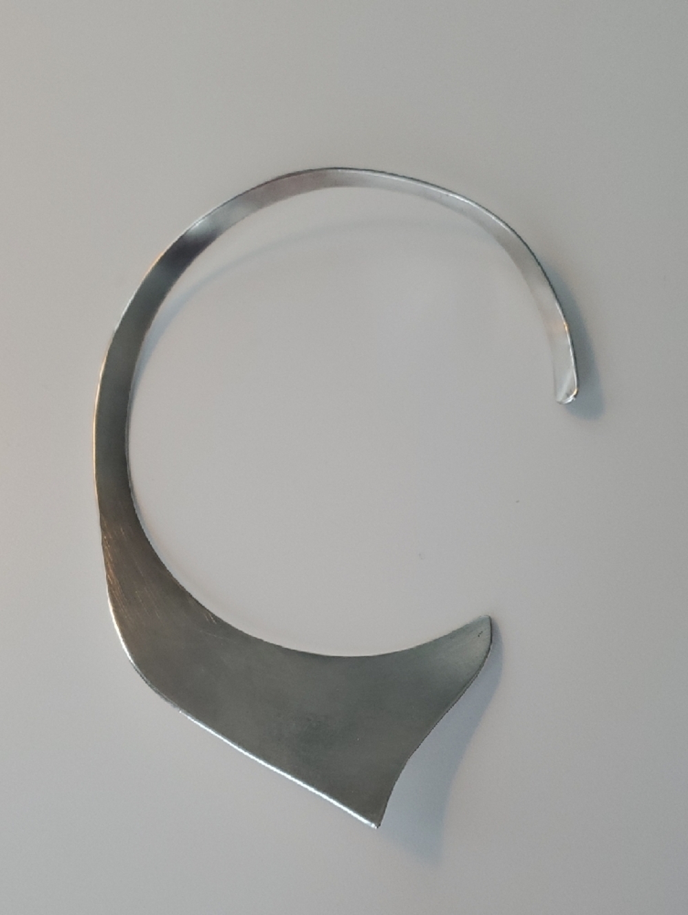 Modern One Of A Kind Sterling Silver Collar Necklace - Sleek Statement Choker - Picture 5 of 5